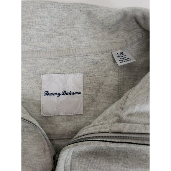 Tommy Bahama Mens Sz Large Gray Quarter Zip Pullover Sweater Casual Pima Cotton - Picture 2 of 11